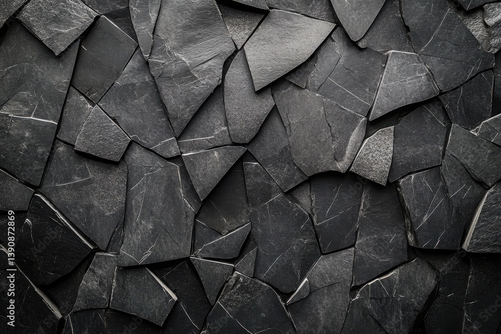 Abstract stone and glass mosaic with jagged angles in monochrome hues Abstract stone and glass mosaic with jagged angles in monochrome hues
