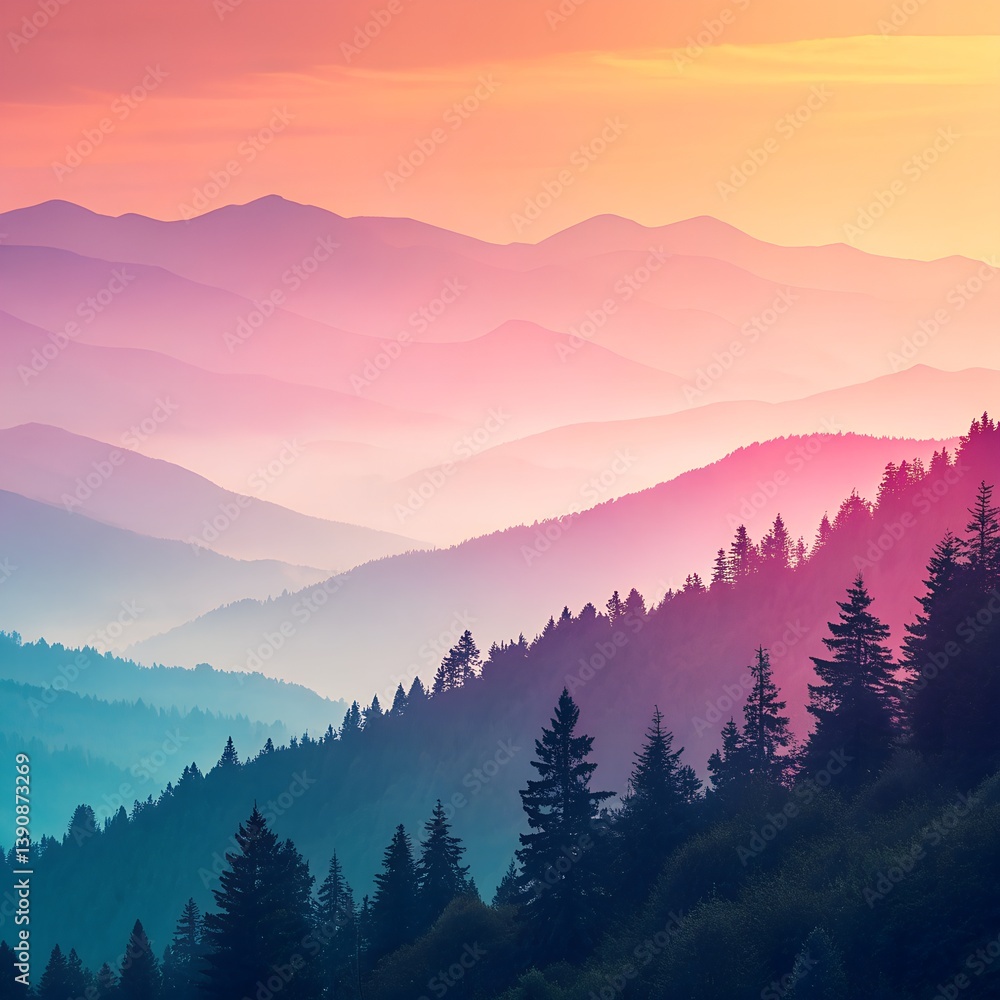 Obraz premium Abstract gradient backdrop with smooth color transitions combining both soft and vibrant hues for a calming effect