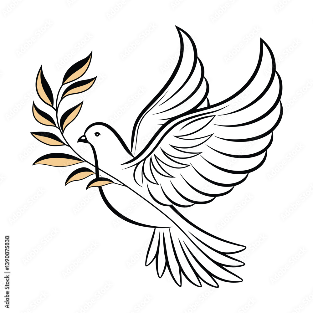 Obraz premium Stylized Dove of Peace with Glowing Wings for Pentecost Art
