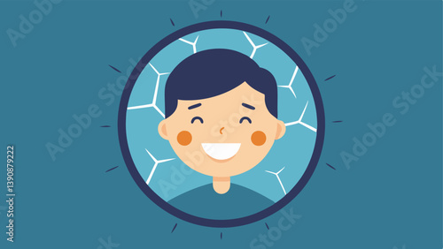 Fractured Mirror An illustration of a cracked mirror reflecting a smiling person. The cracks symbolize imperfections while the smile shows acceptance of ones true self.