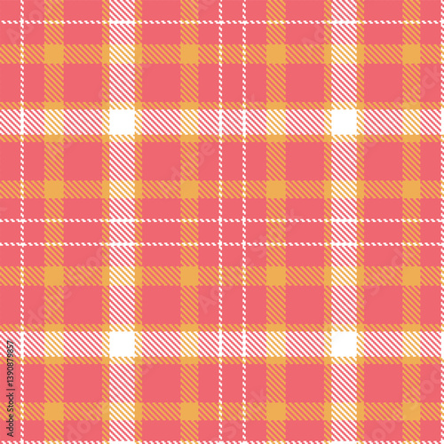 Plaid pattern seamless. Sandy salmon pink & Bright butterscotch Tartan Fabric Design. 