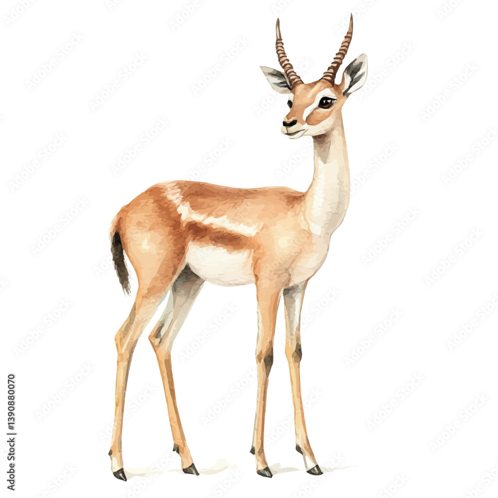 A watercolor painting of Gerenuk, isolated on a white background. Gerenuk vector
A watercolor painting of Gerenuk, isolated on a white background. Gerenuk vector
