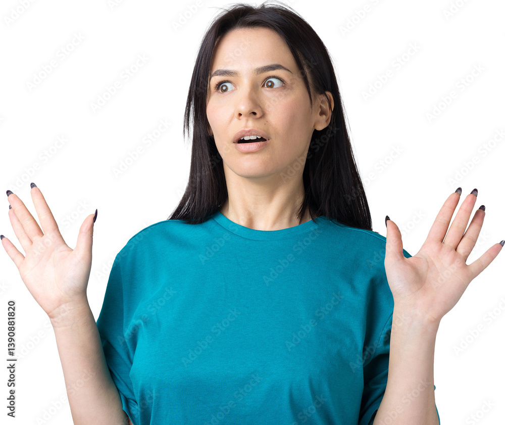 Young beautiful woman with facial expression of surprise standing over gray background. Young beautiful woman with facial expression of surprise standing over gray background.