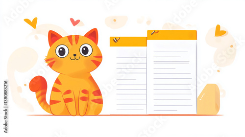 Wallpaper Mural Cute cartoon cat illustration with documents and hearts for kids and creative projects design Torontodigital.ca
