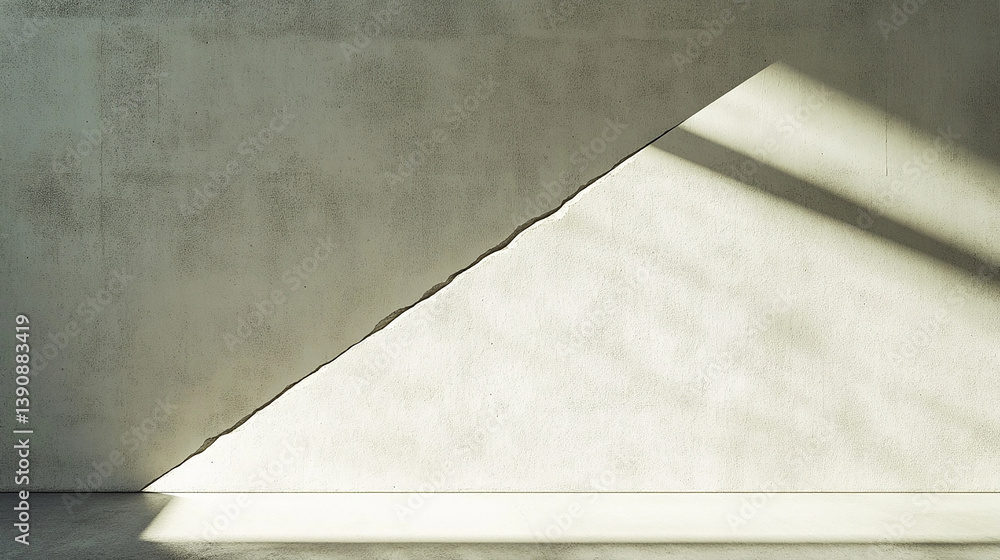 Obraz premium Diagonal crack splitting a white wall with soft shadow