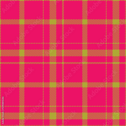 Timeless Seamless Tartan featuring Traditional muddy yellow and Dark cerise Fabric Design