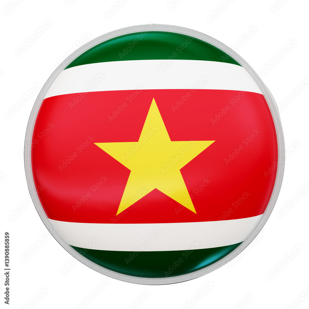 Suriname flag button on white background Suriname flag button on white background