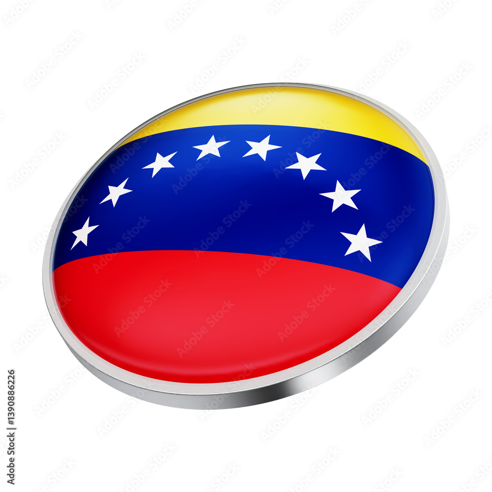 Venezuela flag button on white background Venezuela flag button on white background