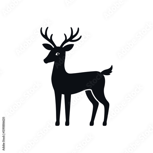 deer doodle vector on white background