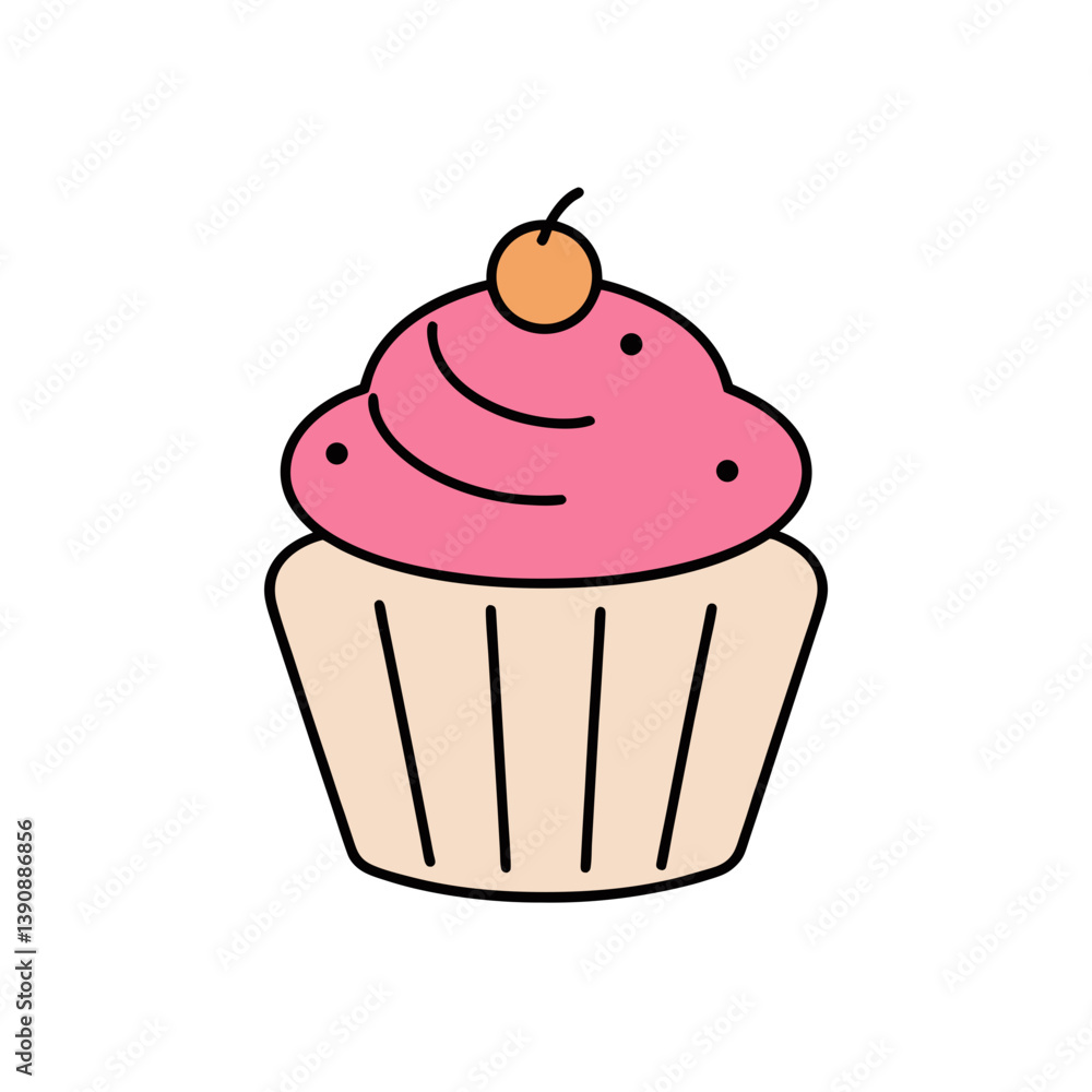 cupcake doodle vector on white background cupcake doodle vector on white background