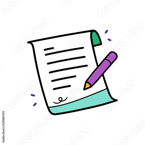 contract agreement doodle vector on white background
