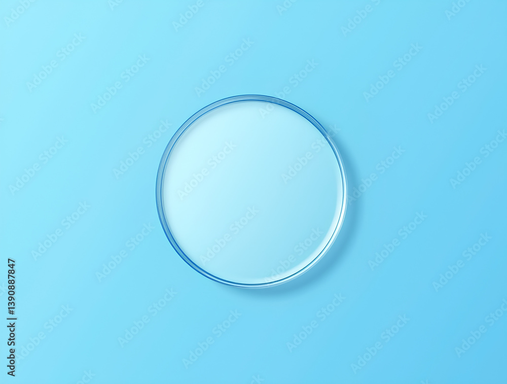 Empty round petri dish or glass slide on blue background. petri, test, beauté, laboratoire, vide, rond, verres, Empty round petri dish or glass slide on blue background. petri, test, beauté, laboratoire, vide, rond, verres,
