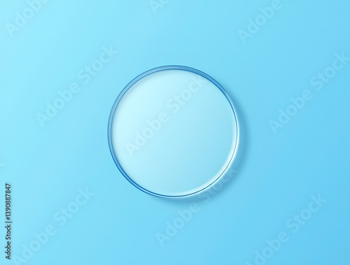Empty round petri dish or glass slide on blue background. petri, test, beauté, laboratoire, vide, rond, verres, 