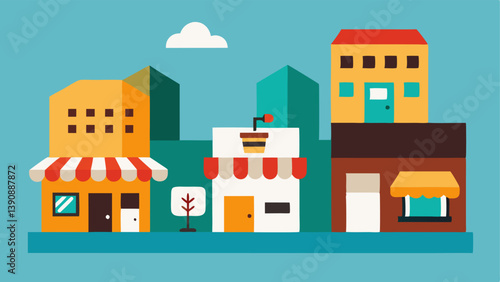 Diverse to Homogeneous A scene showing a oncediverse block filled with small shops of different ethnic cuisines transforming into a street with only upscale coffee shops and