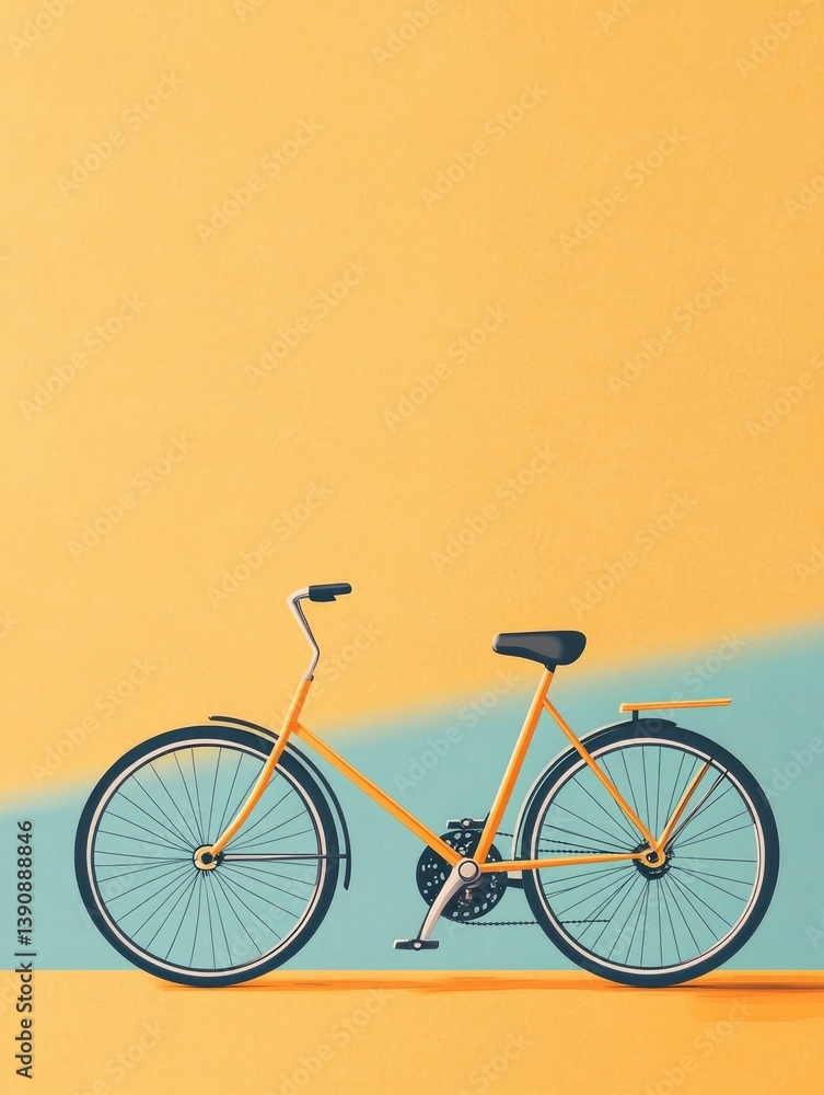 Fototapeta premium Vintage Bicycle Art Illustration Yellow Background Style Transportation Design