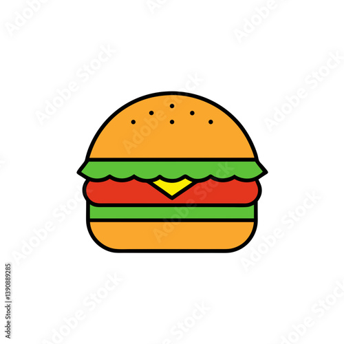 Burger Doodle Icon Set on White Canvas