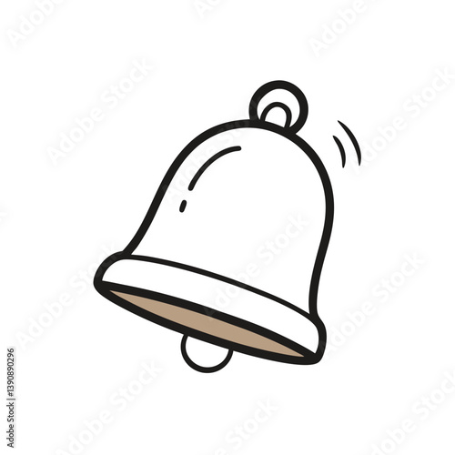 Bell Doodle Icon on White Canvas