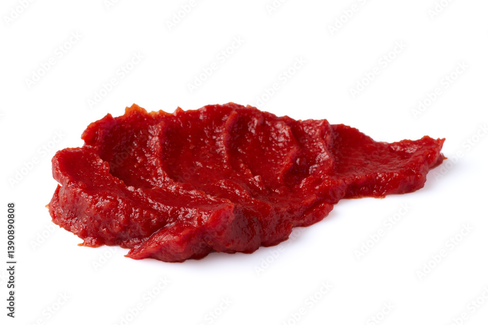Obraz premium smear drop of red tomato paste isolated on white background