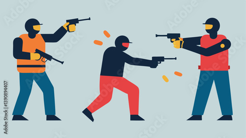 Nonlethal Weaponry Officers using nonlethal weapons like bean bag guns and tasers to subdue aggressive inmates showcasing the controlled response to a volatile situation.