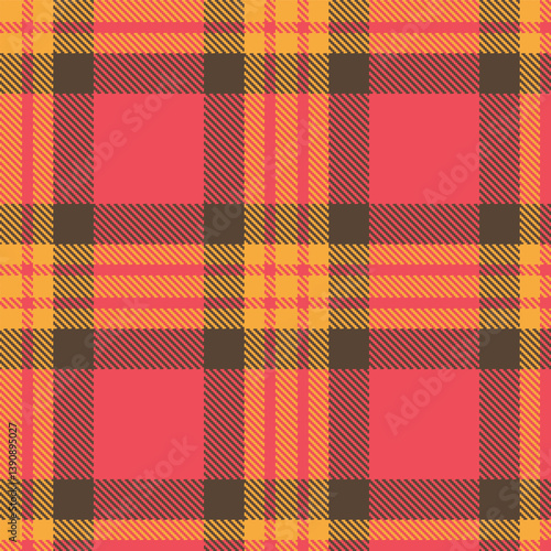 Vivid butterscotch Tartan patterns fabric texture. Timeless Vivid coral pink Seamless Tartan