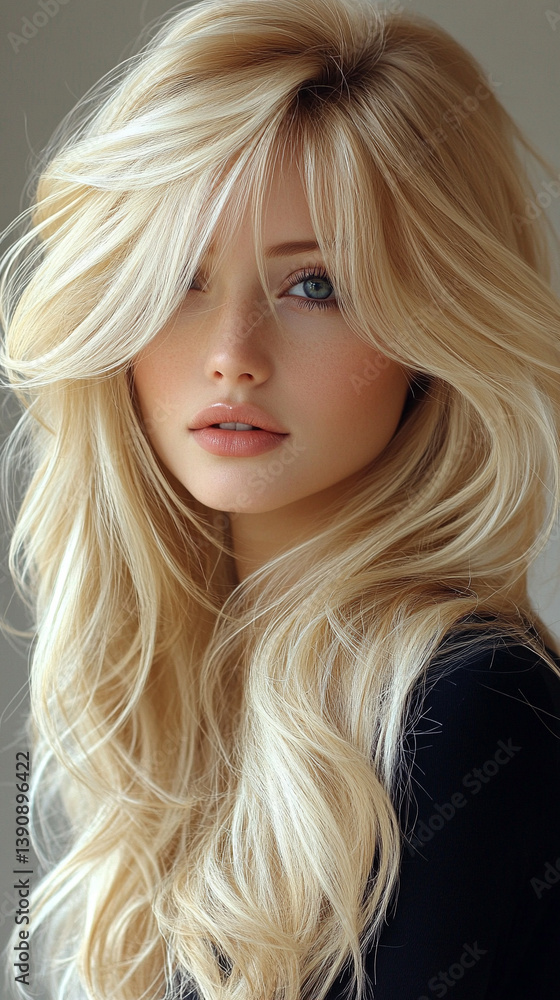 A beautiful blonde model with medium-length curly hair smiles confidently, showcasing her stylish balayage and shatush hair color. Her wavy curls highlight modern fashion, beauty, and hair care.
A beautiful blonde model with medium-length curly hair smiles confidently, showcasing her stylish balayage and shatush hair color. Her wavy curls highlight modern fashion, beauty, and hair care.