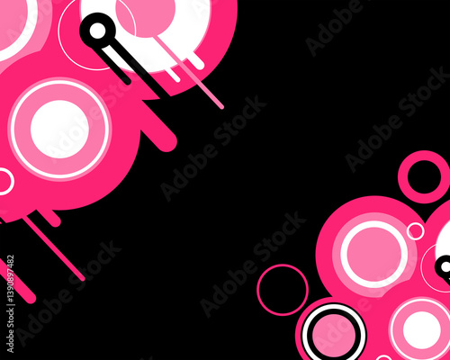 Frutiger metro design background and elements, pink and black , retro graffiti and pop music style Y2K, flat colors