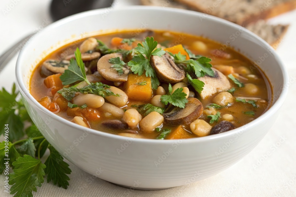 Hearty Vegetable Soup Served in a Bowl With Fresh Herbs Generative AI Hearty Vegetable Soup Served in a Bowl With Fresh Herbs Generative AI
