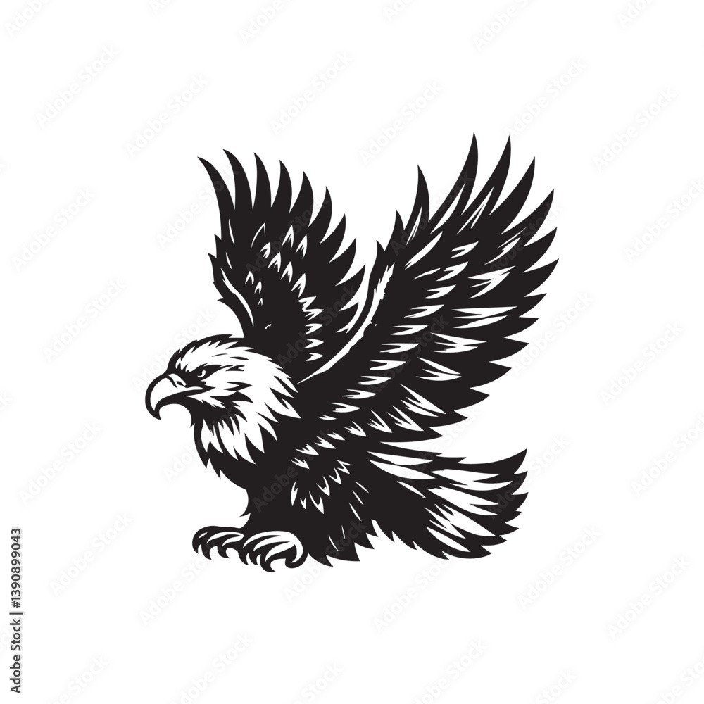 Fototapeta premium A vector illustration of a Bald Eagle, ideal for wildlife designs, nature projects, and patriotic themes. Perfect for educational materials and artistic work celebrating this majestic bird of prey.