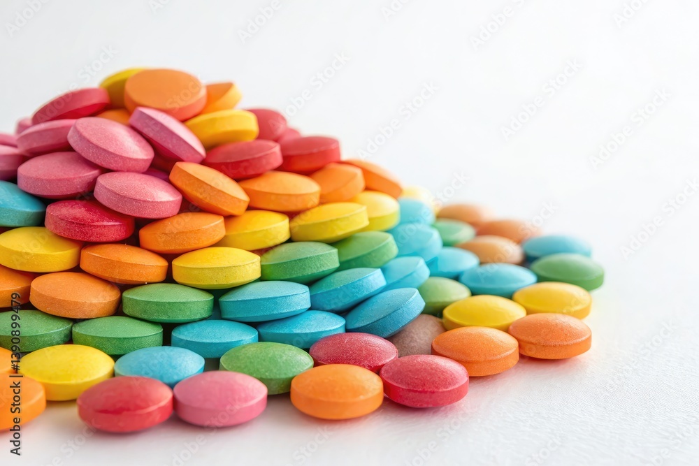 Colorful Round Candies Arranged in a Vibrant Pile at Home Generative AI Colorful Round Candies Arranged in a Vibrant Pile at Home Generative AI
