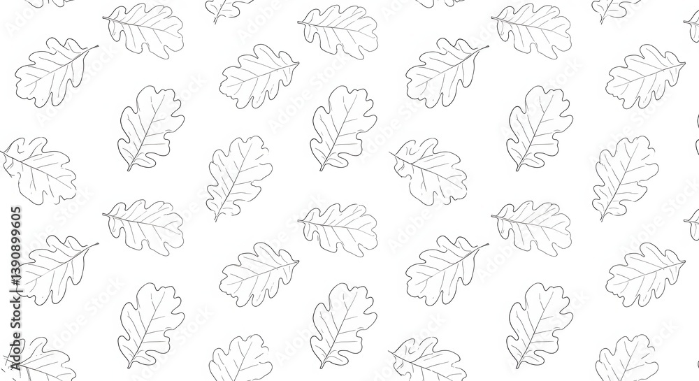 Oak leaf pattern background gray outline on white for graphic design Oak leaf pattern background gray outline on white for graphic design