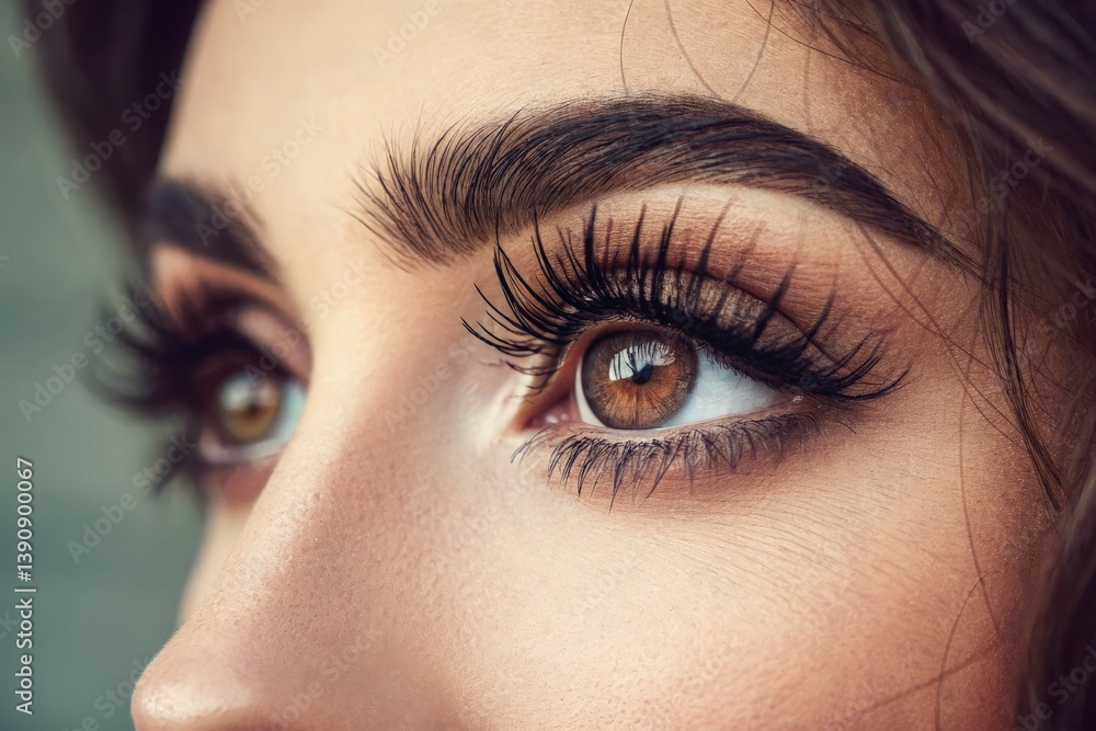 Obraz premium Close-up of a Woman's Captivating Eyes and Eyelashes Generative AI