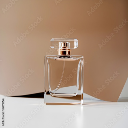 Elegant Perfume Bottle with Amber Liquid on Light Background