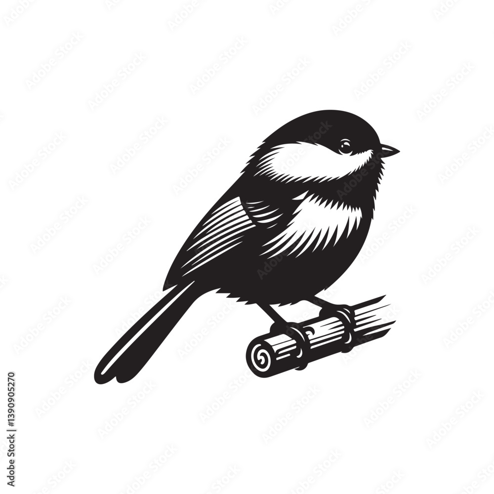Obraz premium A vector illustration of a Chickadee, ideal for nature-themed designs, bird projects, and wildlife illustrations. Perfect for use in creative, educational, and artistic materials.