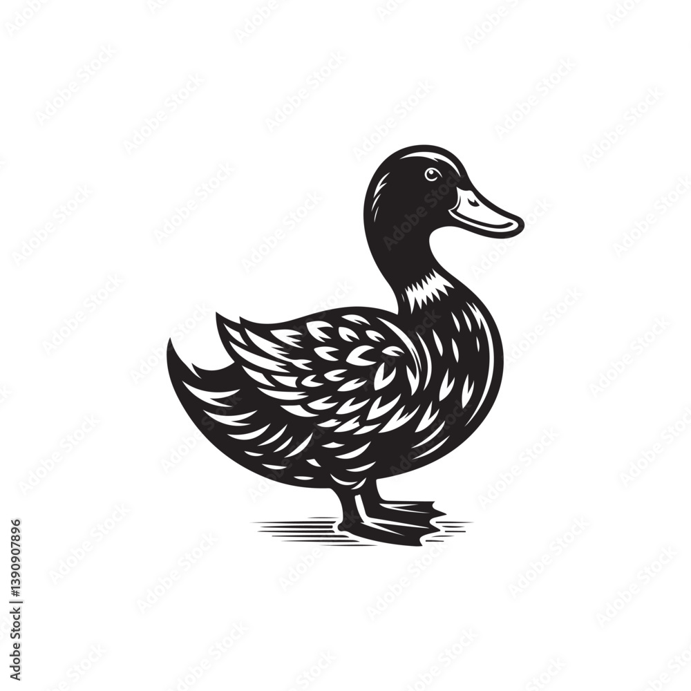 A cute vector illustration of a duck, ideal for nature-themed designs, educational materials, and projects related to wildlife and animal illustrations. Perfect for use in various creative projects. A cute vector illustration of a duck, ideal for nature-themed designs, educational materials, and projects related to wildlife and animal illustrations. Perfect for use in various creative projects.