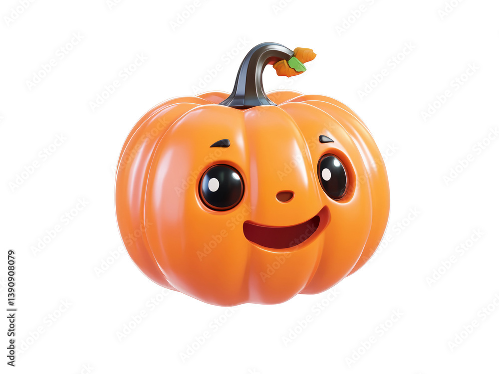 Fototapeta premium 3D Cute Smilling Pumkin on Transparent Background, Generative AI.
