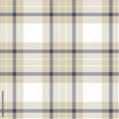 Traditional putty and Dusty white Seamless Tartan Fabric Design