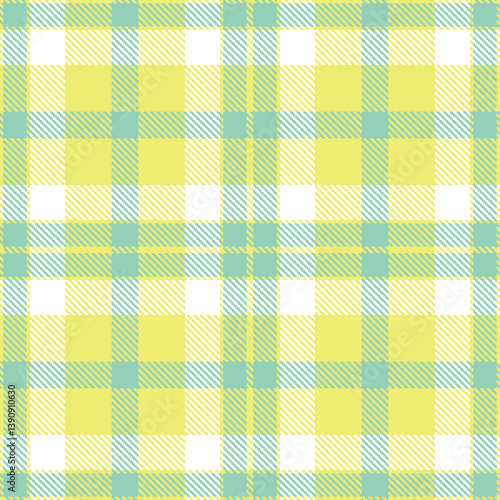 Timeless Seamless Tartan featuring Pastel custard and Bright pale teal Fabric Design