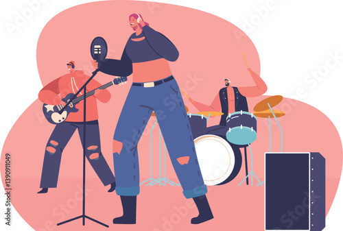 Rock band performing music concert