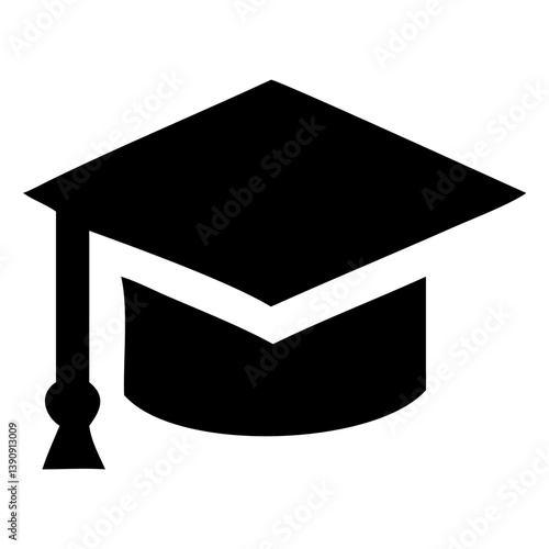 Graduation cap Icon: A minimalist depiction of a graduation cap, a symbol of higher education and academic achievement, perfect for design projects.