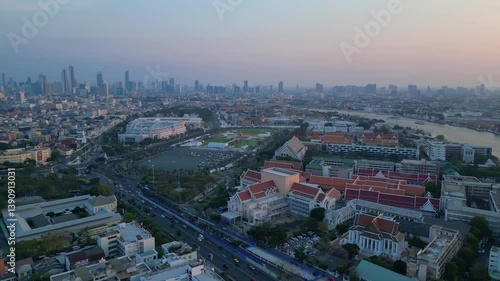 Wallpaper Mural Bangkok urban skyline skyscrapers sunrise. Unique aerial view flight drone Torontodigital.ca
