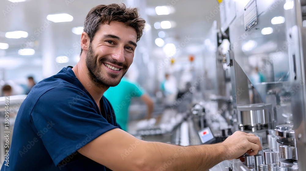 Young factory technician smiling while at work
Young factory technician smiling while at work