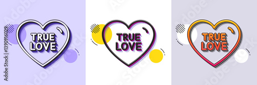 True love line icon. Halftone dotted pattern. Gradient icon with grain shadow. Sweet heart sign. Valentine day symbol. Line true love icon. Various designs. Vector