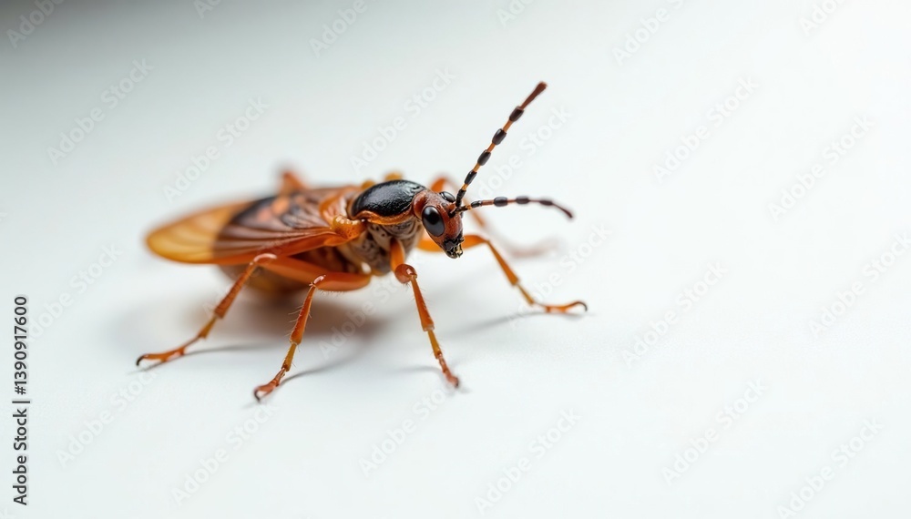 Fototapeta premium Close-up of single insect on white background, design, wildlife