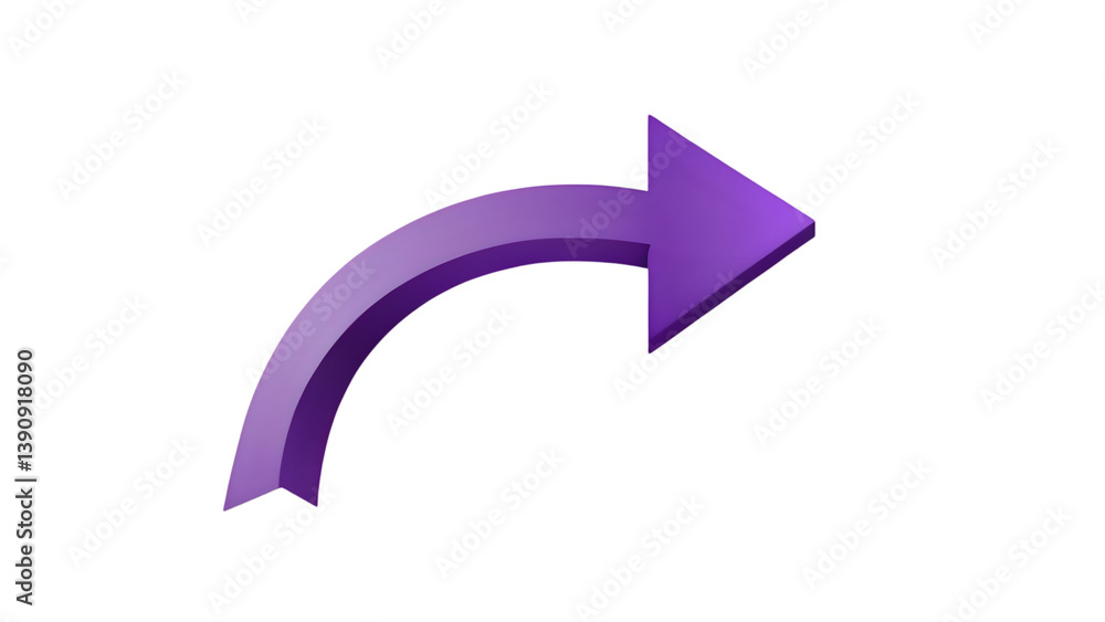 3D Purple Curved Arrow Isolated on Transparent 3D Purple Curved Arrow Isolated on Transparent