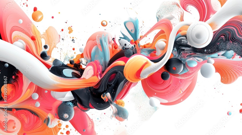 Fototapeta premium Abstract colorful fluid forms on white background