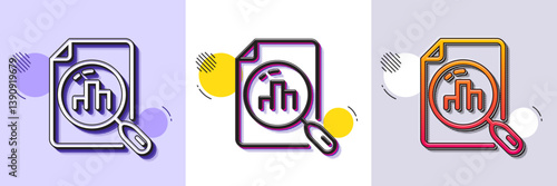 Analytics graph line icon. Halftone dotted pattern. Gradient icon with grain shadow. Column chart sign. Growth diagram symbol. Line analytics graph icon. Various designs. Vector