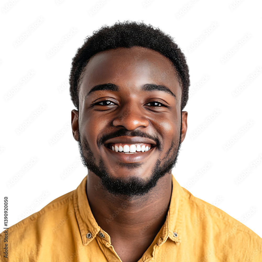 Obraz premium A Man Smiling with Slight Squint Isolated on Transparent Background