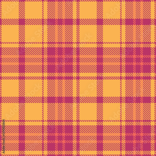 Neon dark pink and Warm butterscotch Seamless Tartan Fabric Design