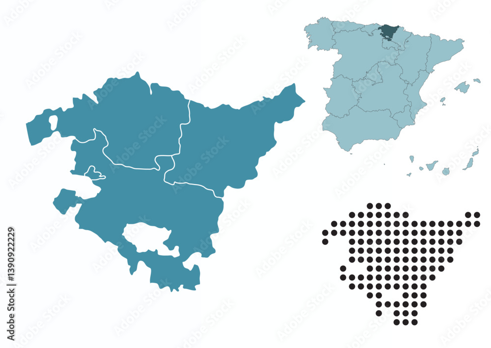Fototapeta premium Set maps of Basque Country