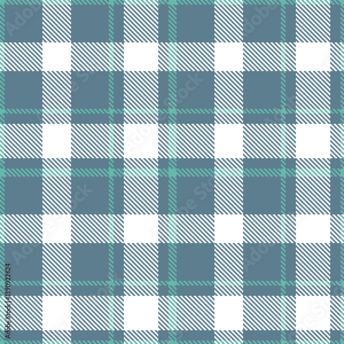 Timeless Vibrant blue grey & Classic dull teal Seamless Tartan Fabric Design